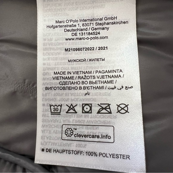 Marc O’ Polo Quilted Waistcoat Vest Recycled Fabric Black Men’s Medium - Picture 11 of 15